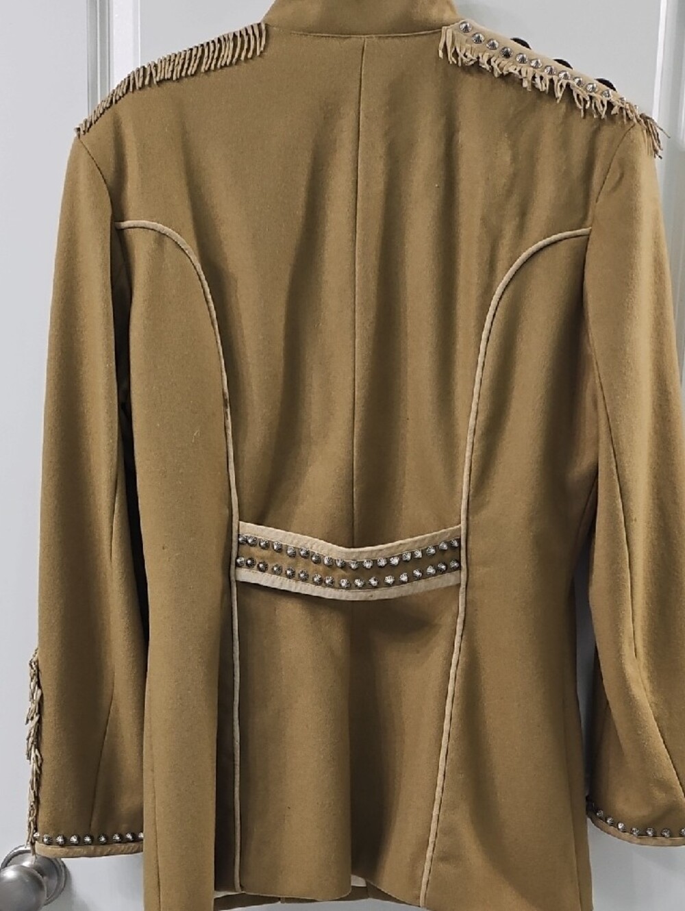 Double D Ranch Camel Fringe & Stud Military Pea Coat - Picture 6 of 7